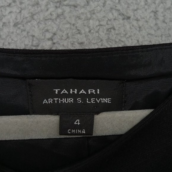 Tahari Dress Womens 4 Black Navy Color Block Tunic 3/4‎ Sleeve Basic Classicore - Picture 3 of 10